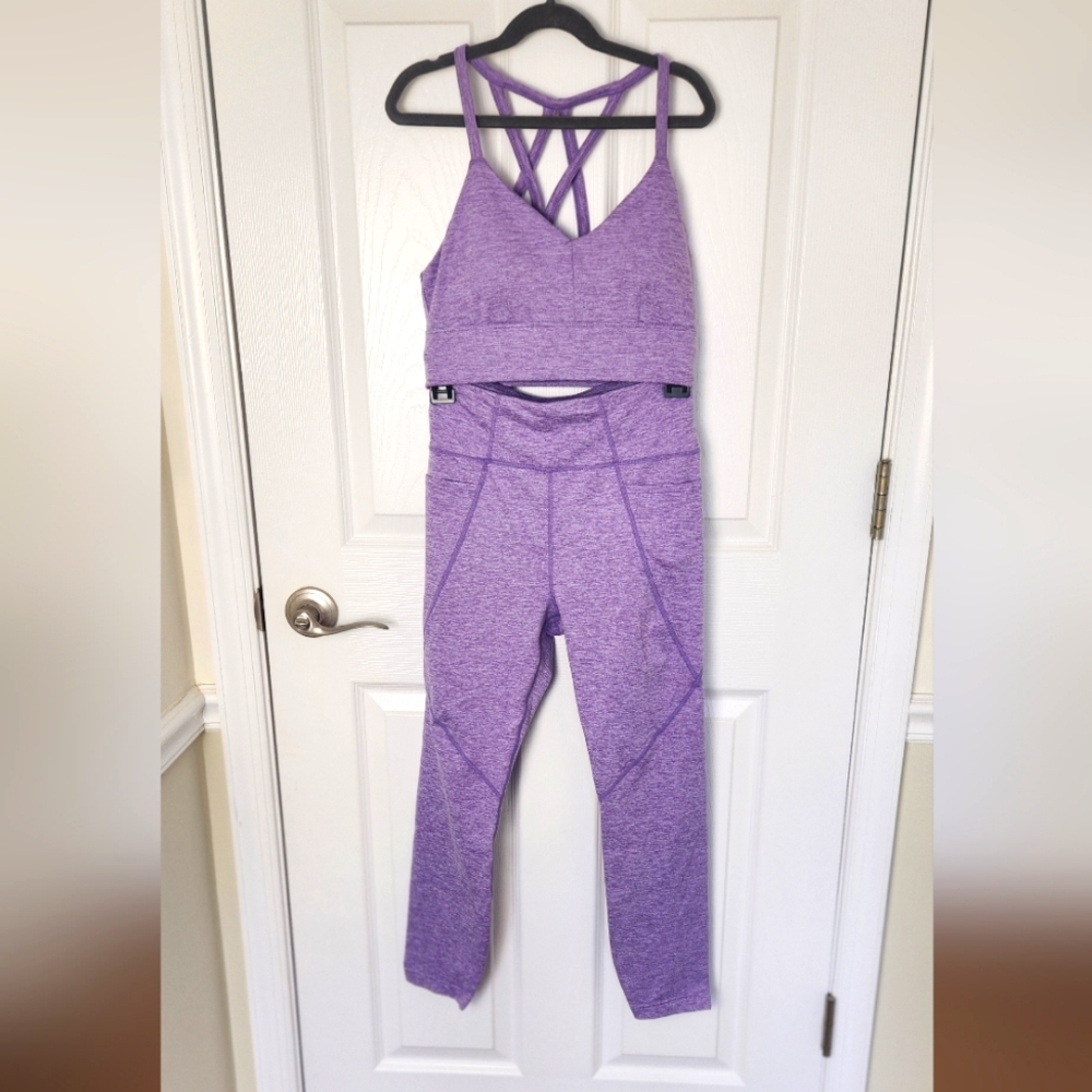 JOYLAB 2 piece purple sport bra and leggings XS